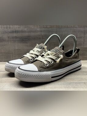Converse All Star Shoreline Women’s 6 Gray Canvas Slip On Sneakers 543202F